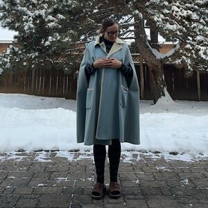 Vintage baby blue pastel wool cape